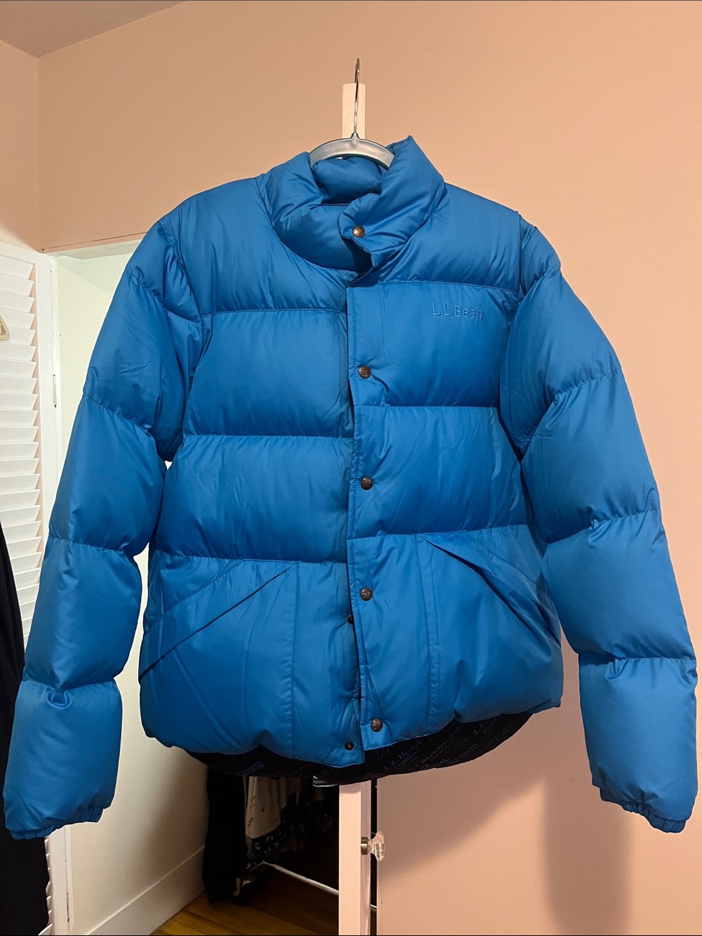 LL Bean blue down jacket